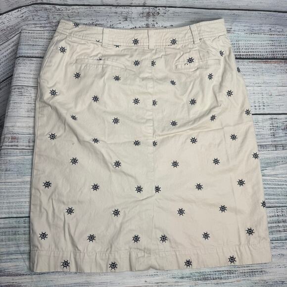 Talbots Cream Color Embroidered Sail Boat Wheel Pencil Skirt 6 - Picture 3 of 3